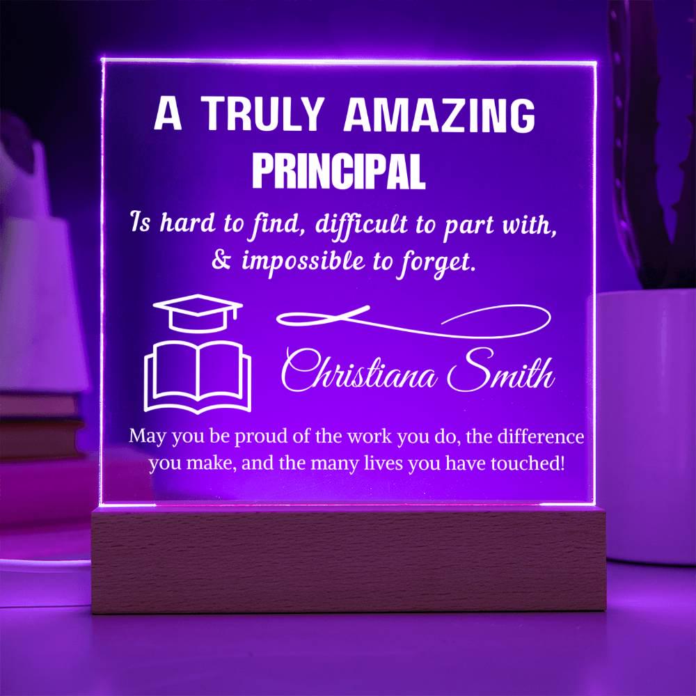 Personalized Principal Appreciation Plaque: Acrylic LED Light – view 4