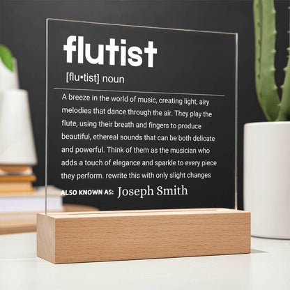 Flutist Gift Personalized LED Acrylic Plaque – Gift for Flute Player – view 3