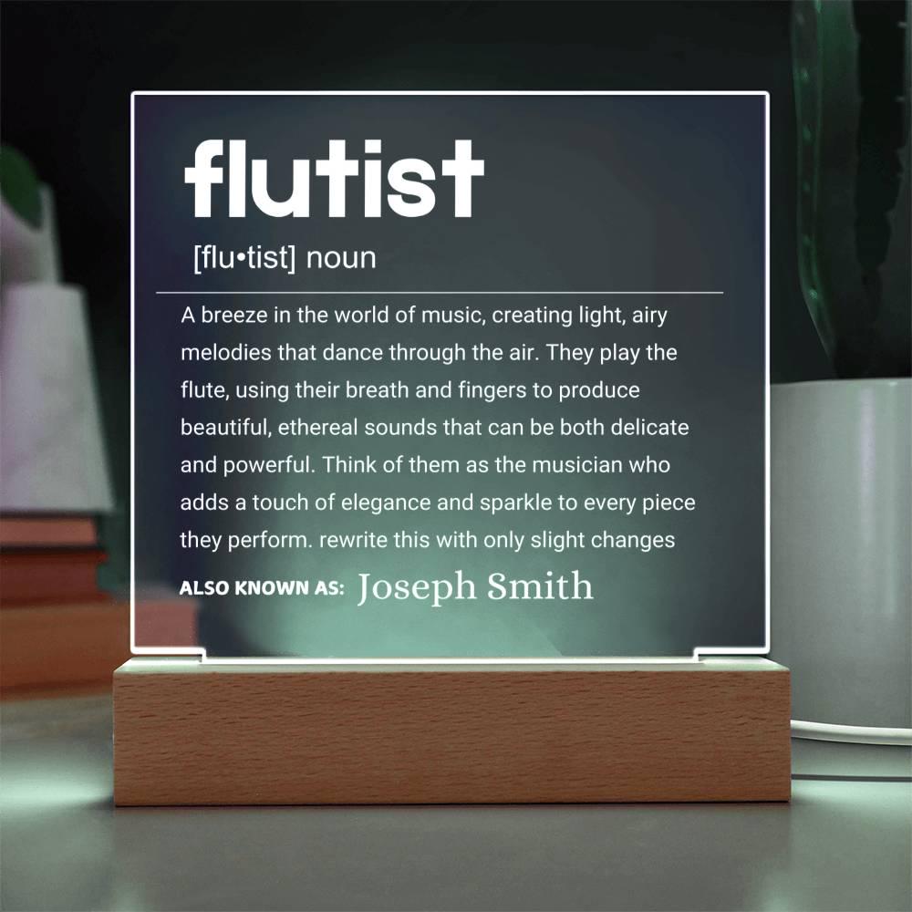 Flutist Gift Personalized LED Acrylic Plaque – Gift for Flute Player