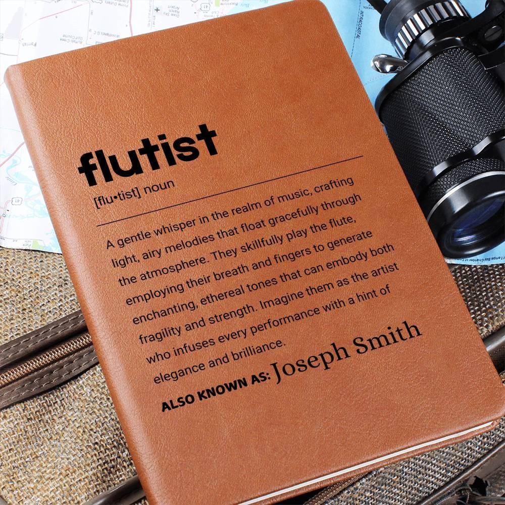 Personalized Flutist Vegan Leather Journal: Gift for Flute Player – view 2