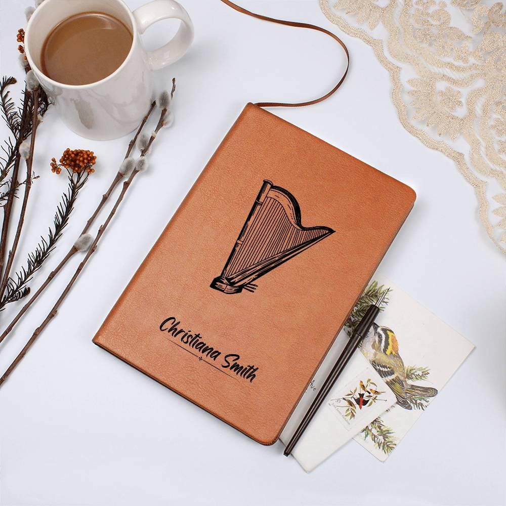 Personalized Vegan Leather Harp Journal: Gift for Harpist – view 9