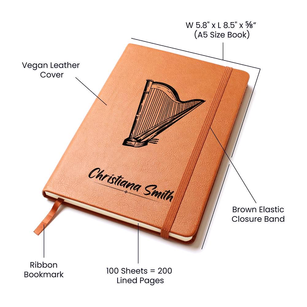 Personalized Vegan Leather Harp Journal: Gift for Harpist – view 4