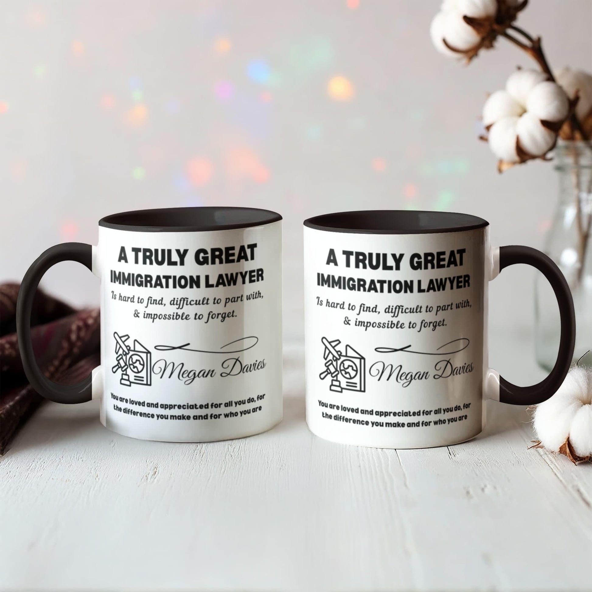 Immigration Lawyer Gift Personalized Color Accent Ceramic Mug – view 10