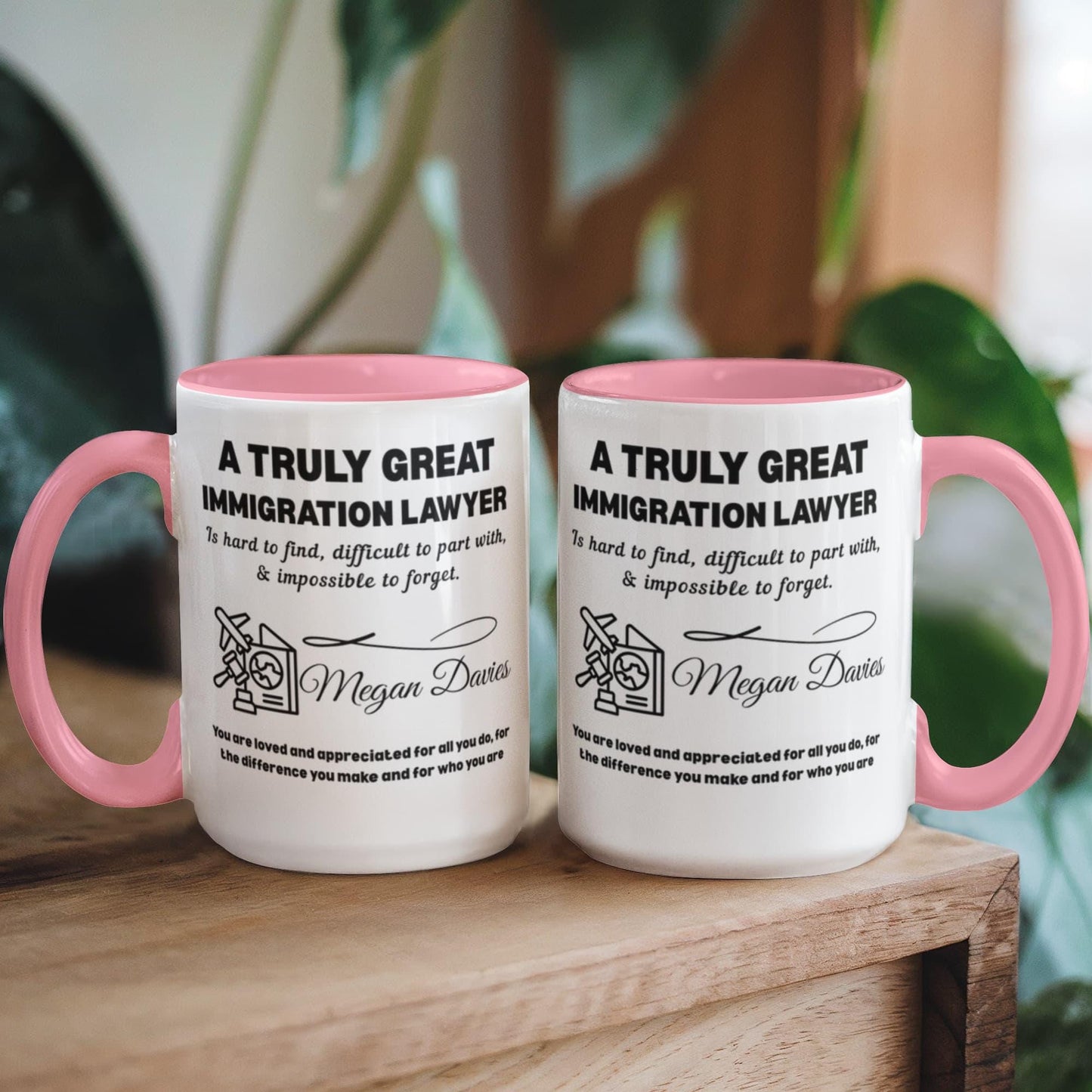 Immigration Lawyer Gift Personalized Color Accent Ceramic Mug – view 5