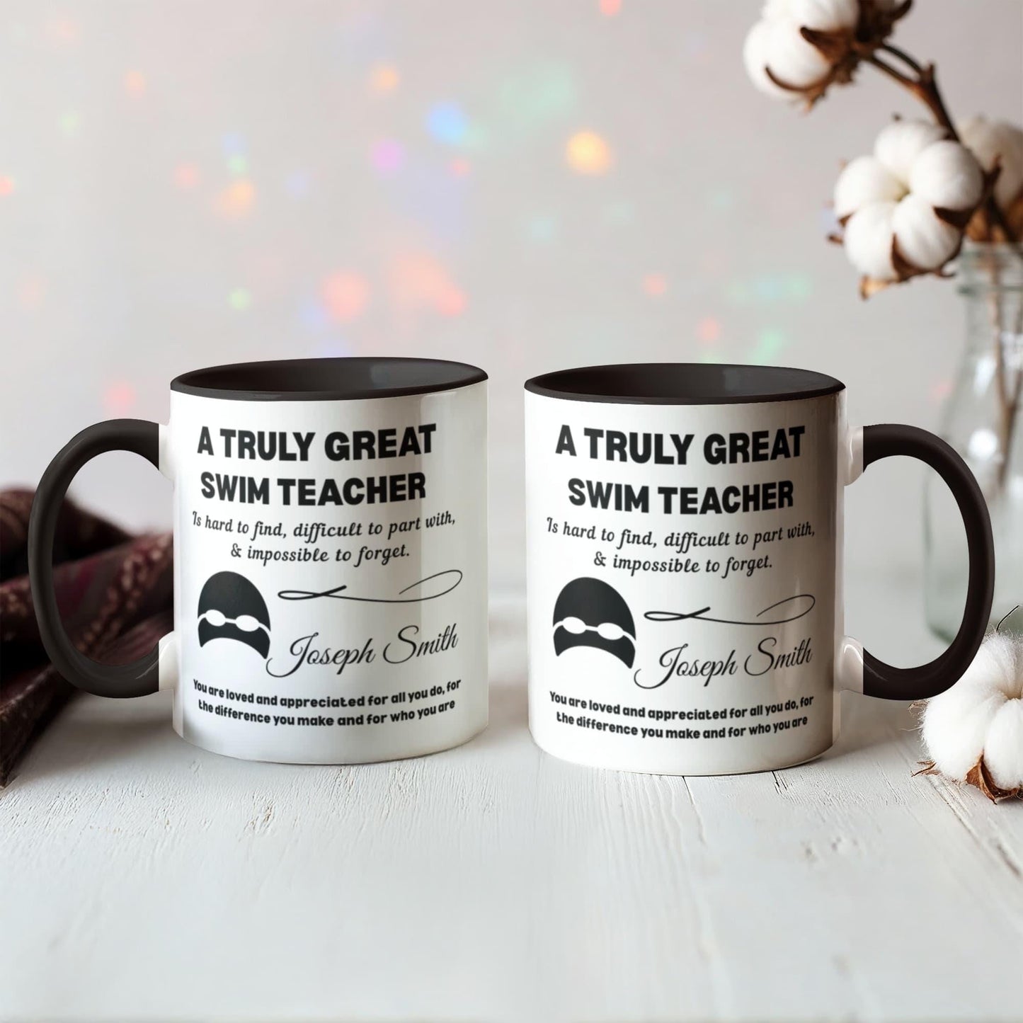 Swim Teacher Gift Personalized Color Accent Mug – Swimming Gifts – view 8