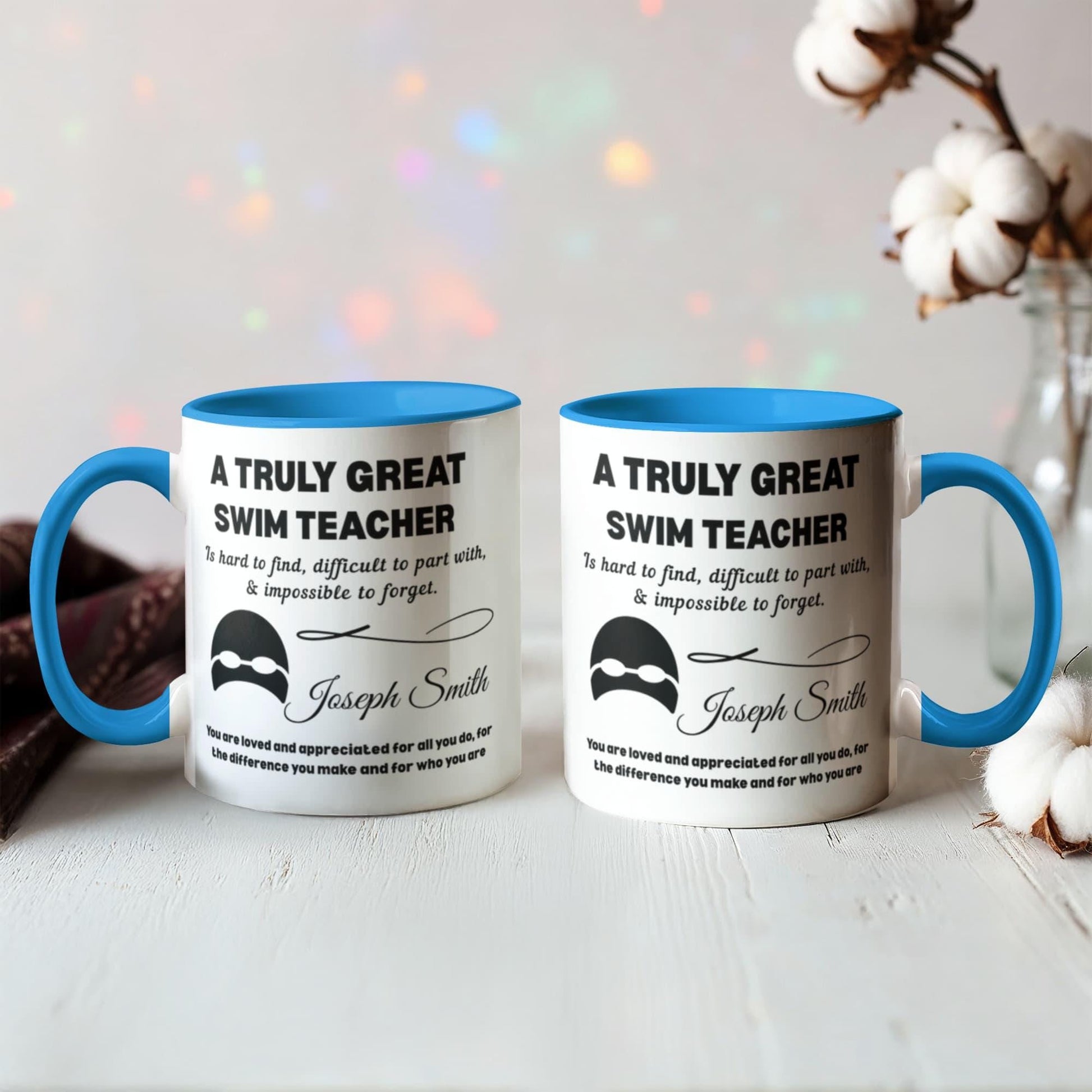 Swim Teacher Gift Personalized Color Accent Mug – Swimming Gifts – view 7