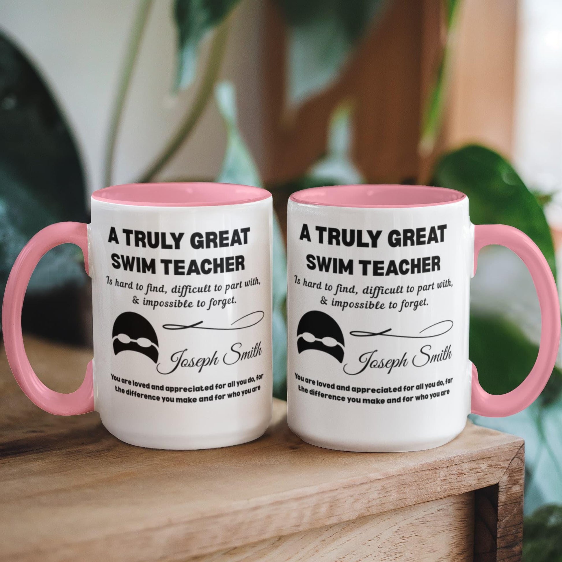 Swim Teacher Gift Personalized Color Accent Mug – Swimming Gifts – view 5