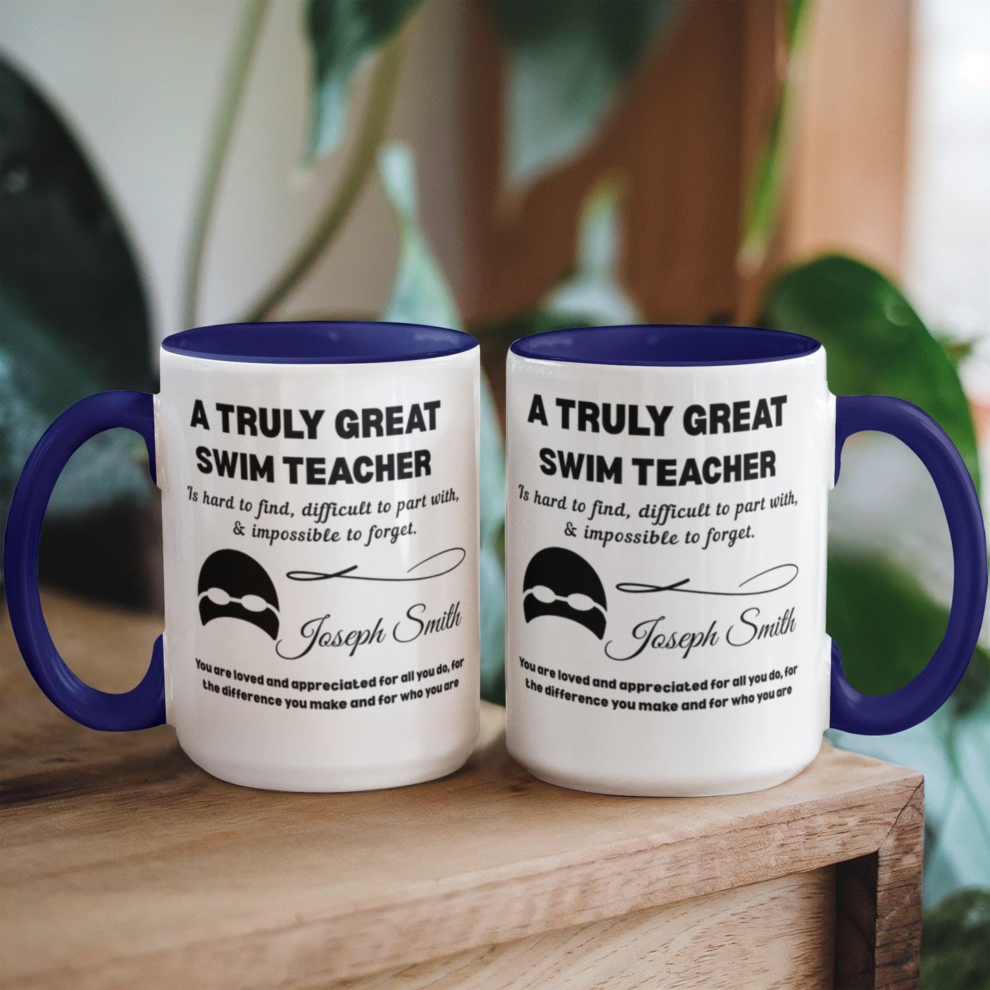 Swim Teacher Gift Personalized Color Accent Mug – Swimming Gifts – view 2