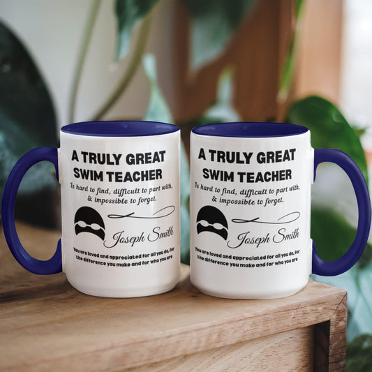 Swim Teacher Gift Personalized Color Accent Mug – Swimming Gifts – view 2