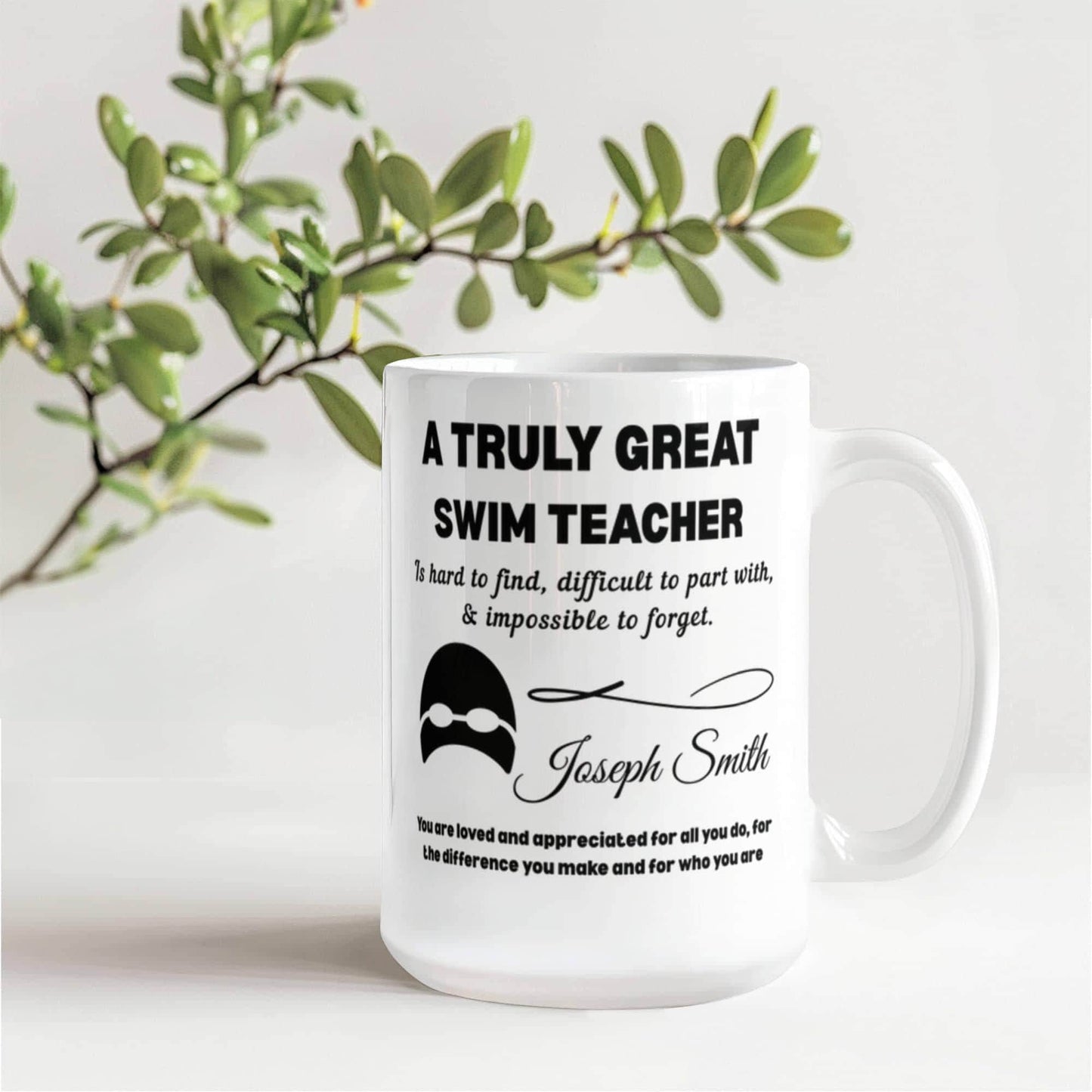 Swim Teacher Gift Personalized Color Accent Mug – Swimming Gifts – view 10