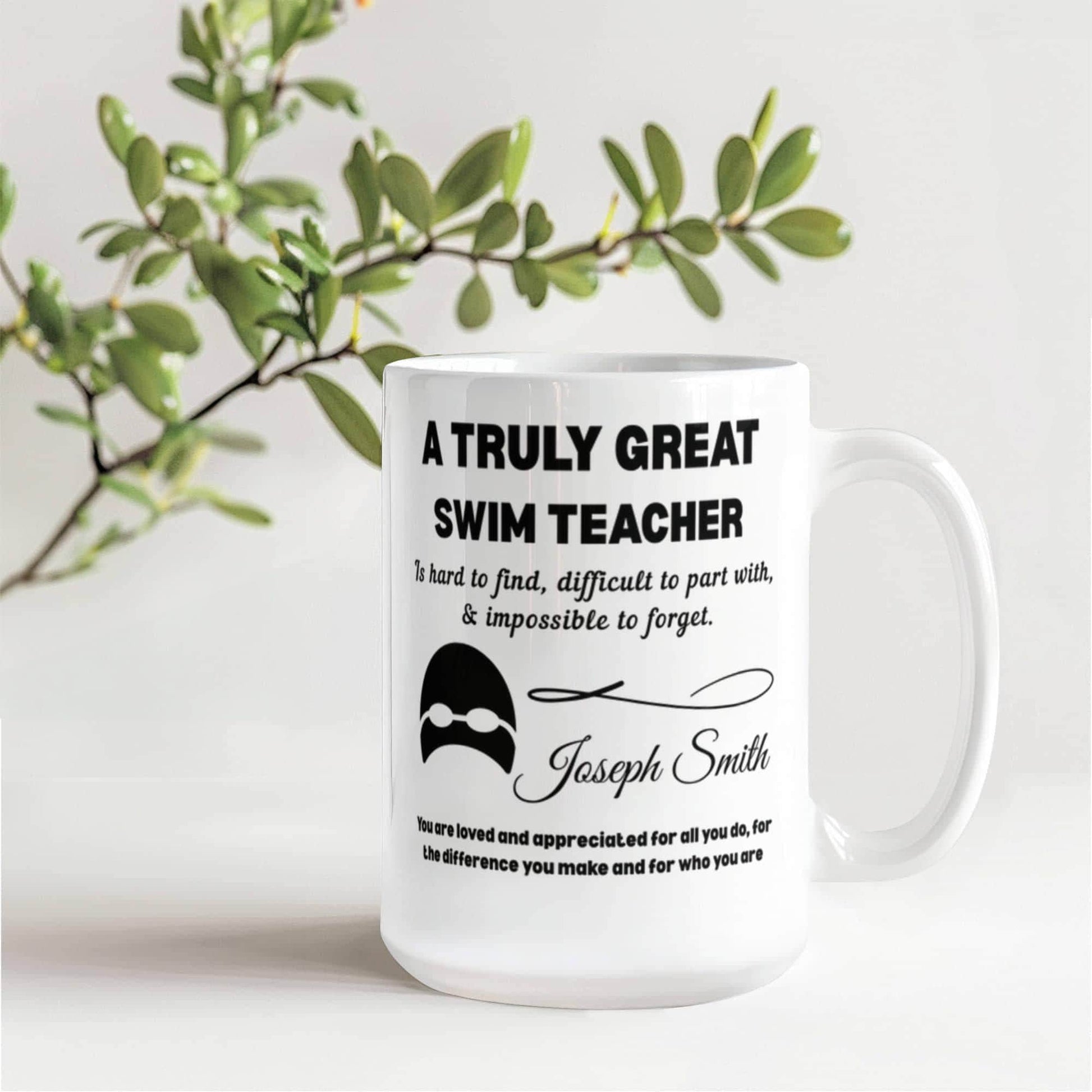 Swim Teacher Gift Personalized Color Accent Mug – Swimming Gifts – view 10