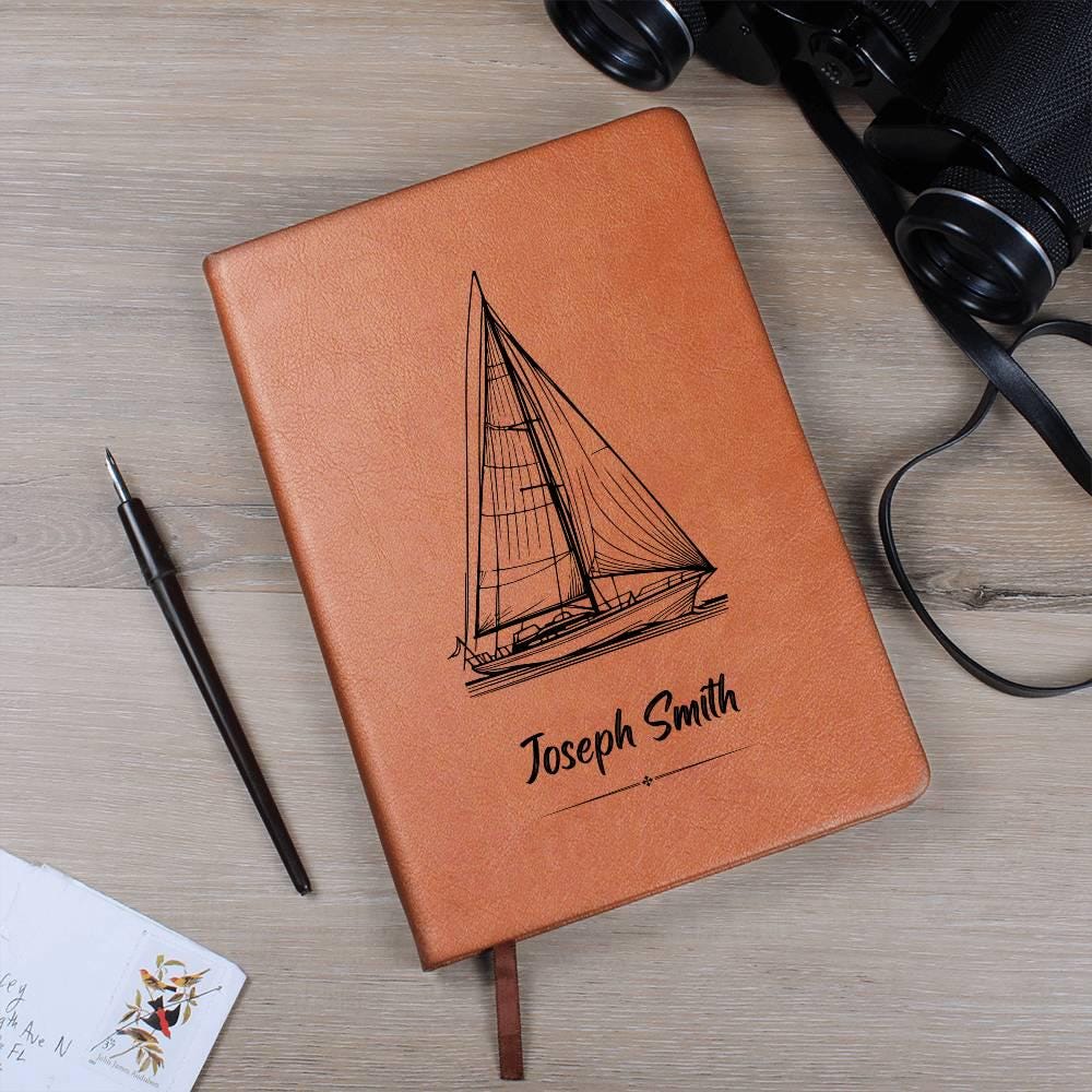 Personalized Sailing Vegan Leather Journal – Gift for Sailor – view 9
