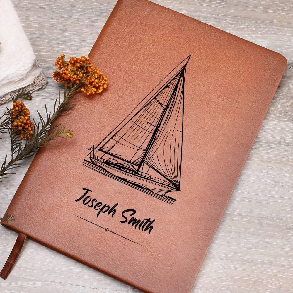 Personalized Sailing Vegan Leather Journal – Gift for Sailor – view 8