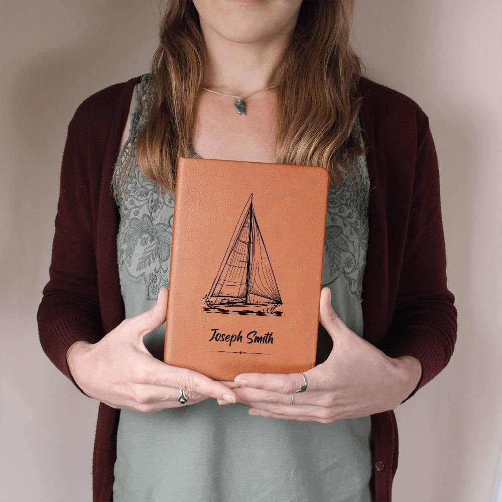 Personalized Sailing Vegan Leather Journal – Gift for Sailor – view 5