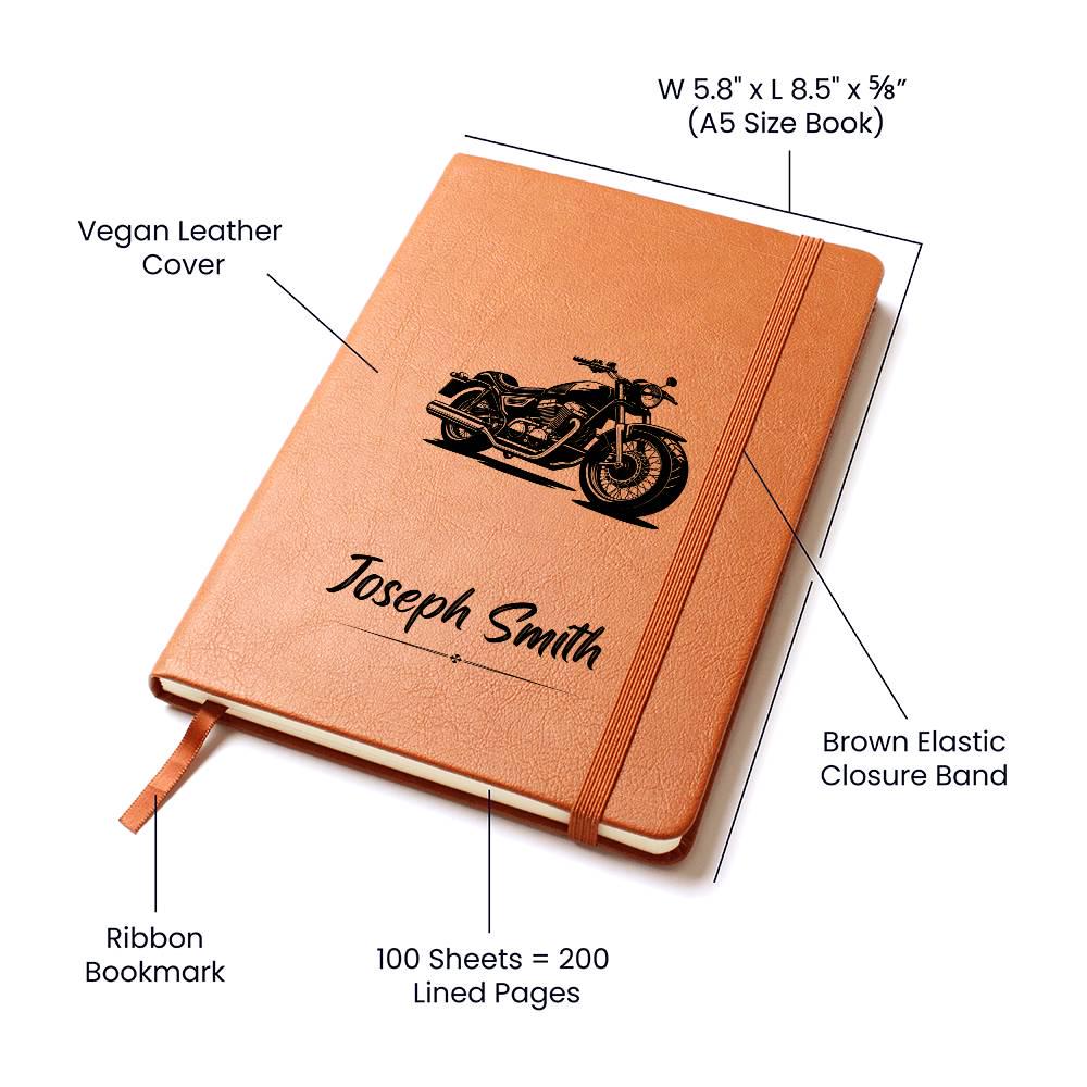 Vintage Personalized Leather Motorcycle Journal – Custom Rider – view 4