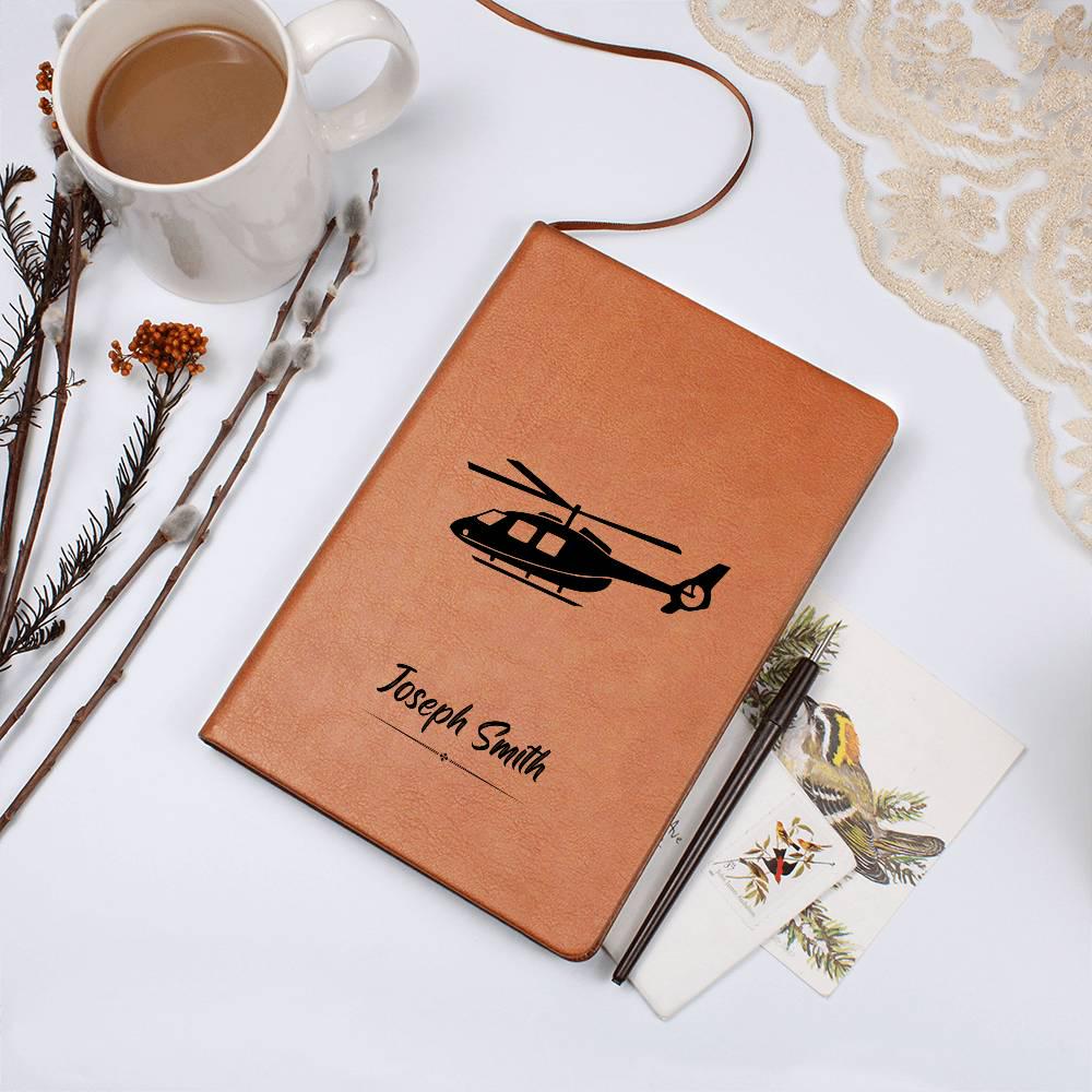Personalized Leather Helicopter Pilot Journal – Custom Aviation Log – view 10