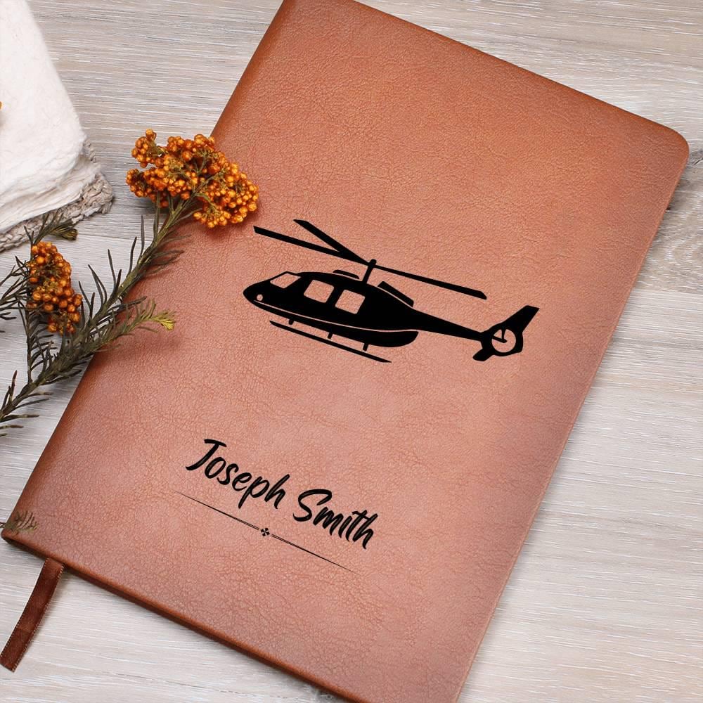 Personalized Leather Helicopter Pilot Journal – Custom Aviation Log