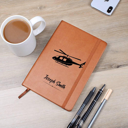 Personalized Leather Helicopter Pilot Journal – Custom Aviation Log – view 7