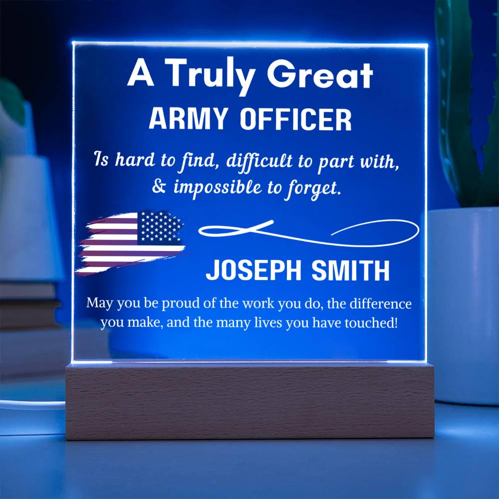 Personalized US Army Officer Keepsake Sign – Custom Military Gift – view 3