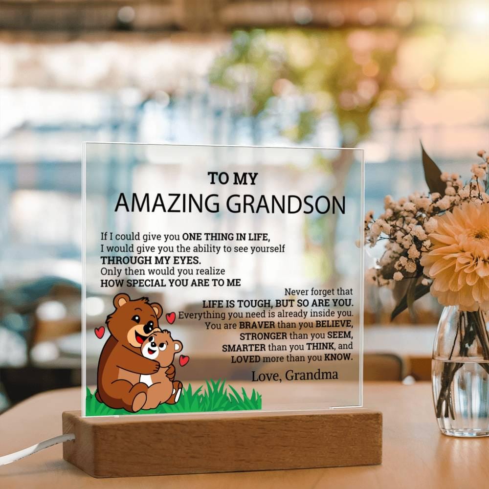 To My Grandson Personalized LED Acrylic Plaque – view 6