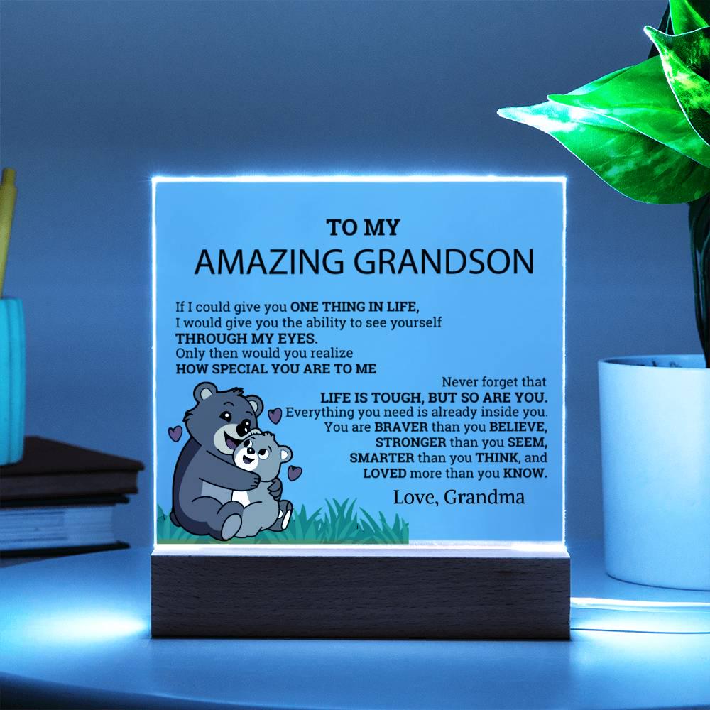 To My Grandson Personalized LED Acrylic Plaque – view 3