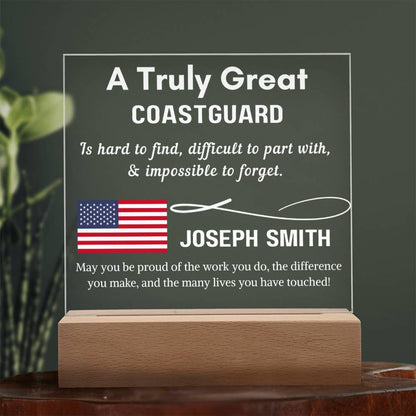 Personalized US Coast Guard Sign – Custom LED Acrylic Gift for Coast – view 2