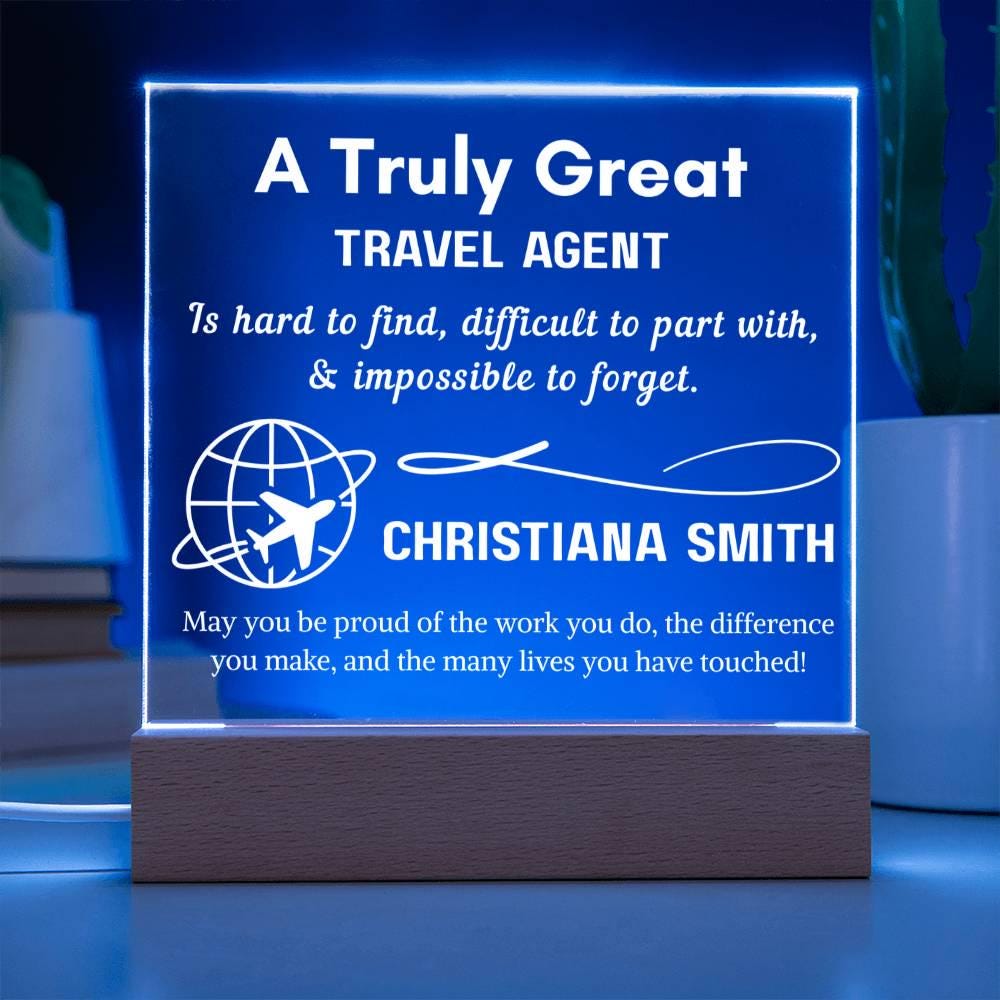 Personalized Travel Agent LED Desk Sign – Custom Travel Advisor – view 3