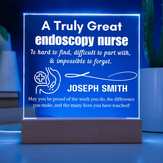 Personalized Endoscopy Nurse LED Acrylic Sign – Nurse Appreciation – view 2