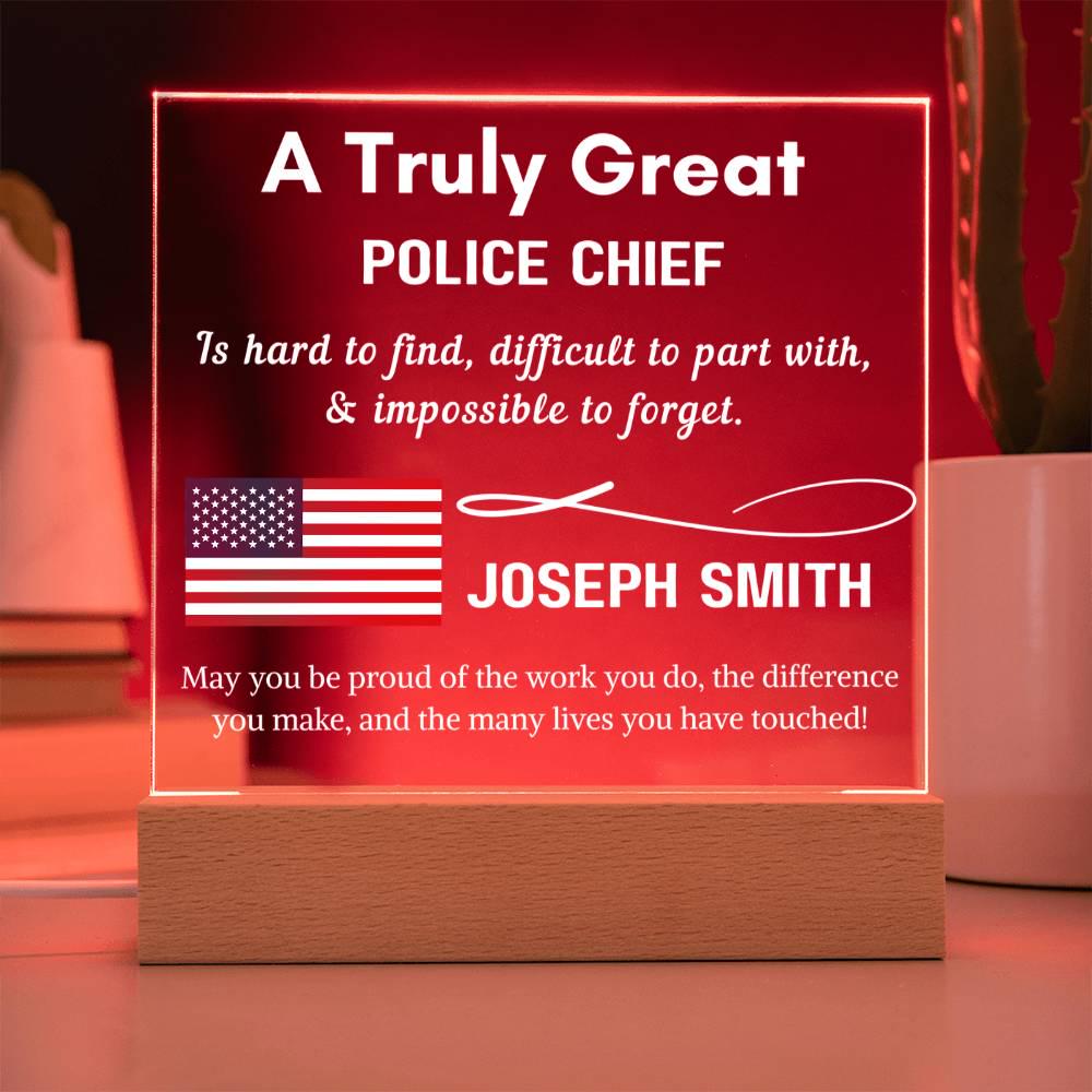 Personalized Police Chief LED Acrylic Sign – Custom Gift for Chief – view 3