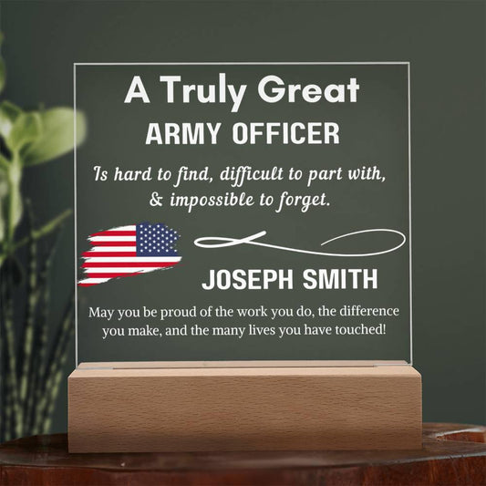 Personalized US Army Officer Keepsake Sign – Custom Military Gift
