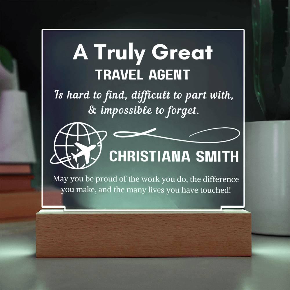 Personalized Travel Agent LED Desk Sign – Custom Travel Advisor