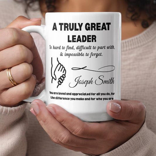 A truly Great Leader Personalized Color Accent Mug – Leadership Gift