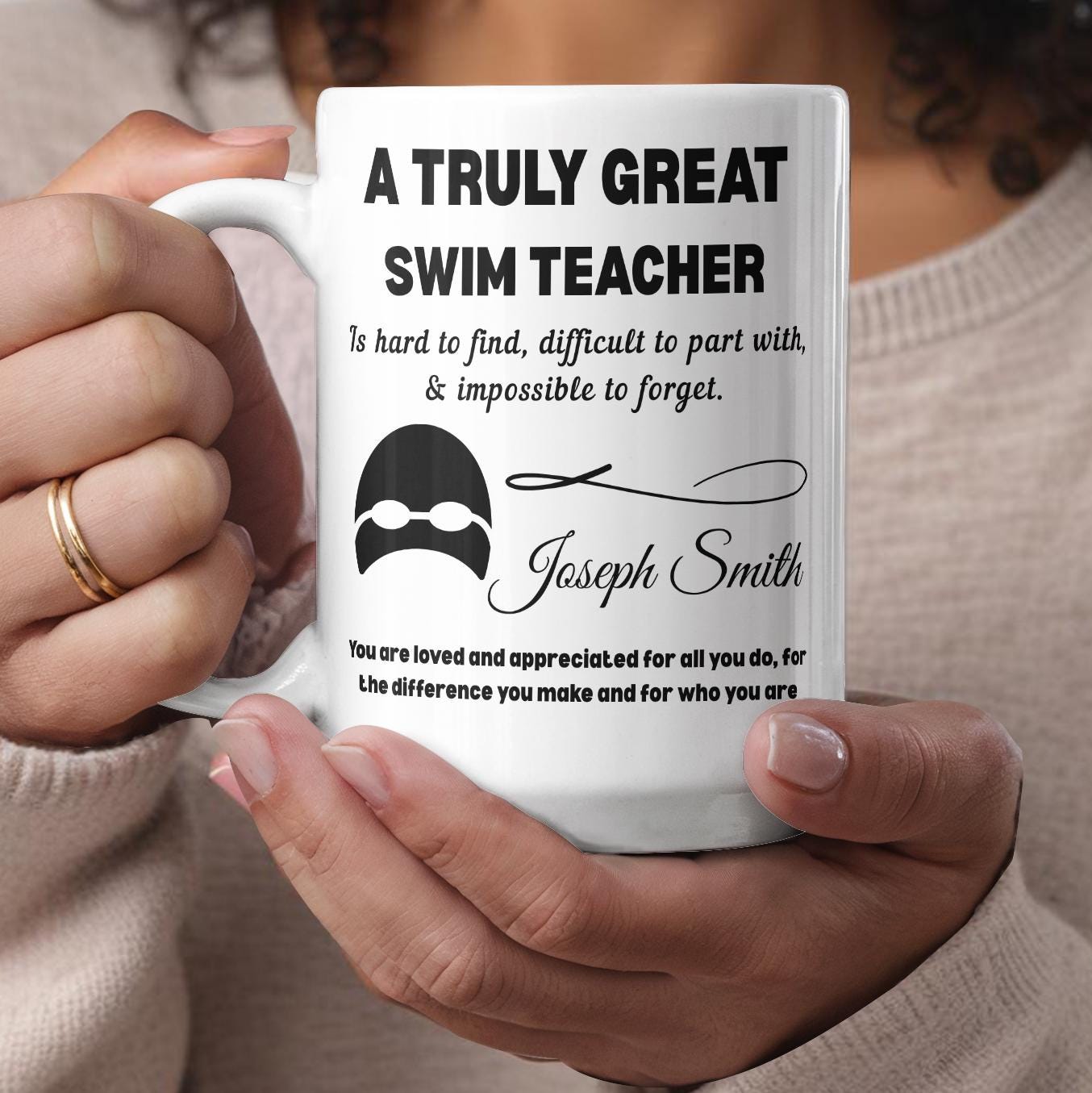 Swim Teacher Gift Personalized Color Accent Mug – Swimming Gifts