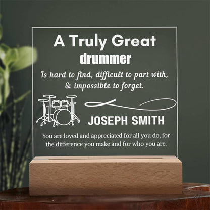 Personalized Drummer LED Acrylic Sign – Drum Player Gift – view 2