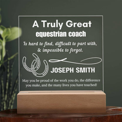 Personalized Equestrian Coach Gift LED Acrylic Sign – view 2