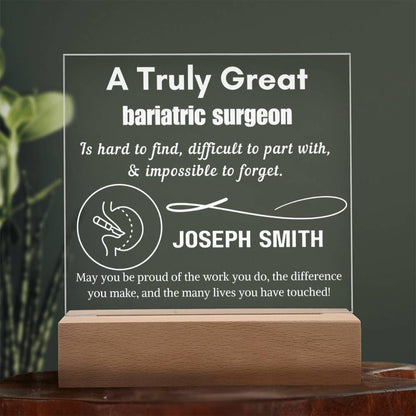 Personalized Bariatric Surgeon Gift Acrylic Sign – view 2