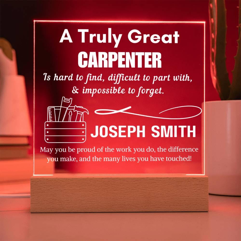 Personalized Carpenter Gift Acrylic LED Sign – Thank You Gift – view 3