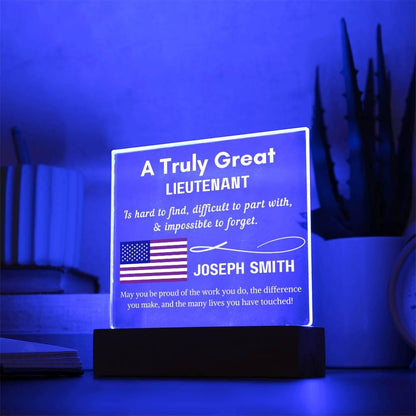 Personalized Lieutenant Gift Acrylic Sign – Lieutenant Promotion Gift – view 3