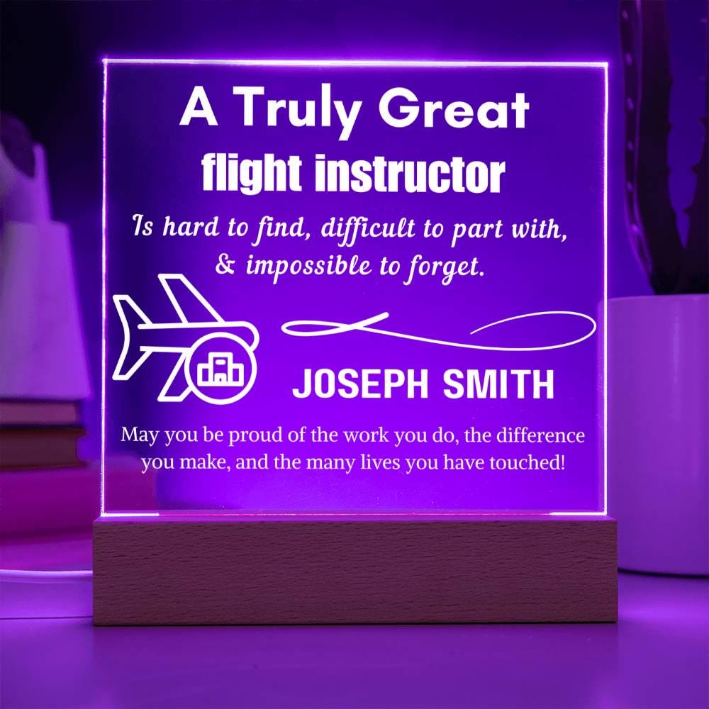 Personalized Flight Instructor Gift LED Acrylic Sign – Aviation Gift – view 4