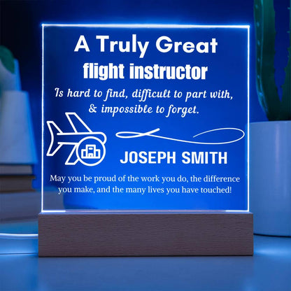 Personalized Flight Instructor Gift LED Acrylic Sign – Aviation Gift – view 3