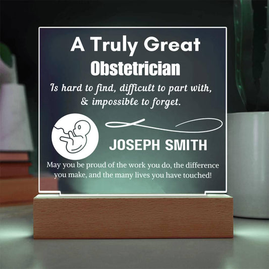Personalized Obstetrician Gift LED Acrylic Sign – Baby Doctor Gift
