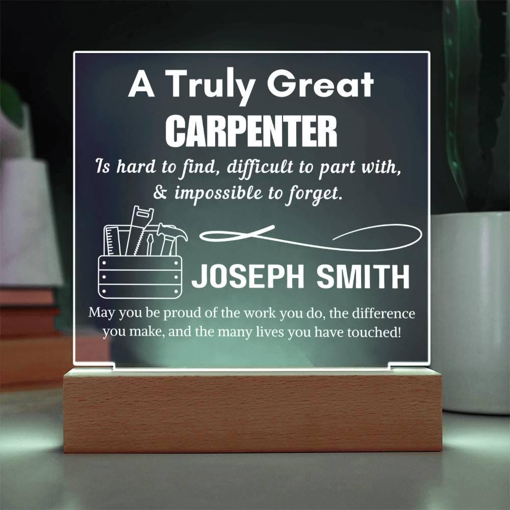 Personalized Carpenter Gift Acrylic LED Sign – Thank You Gift