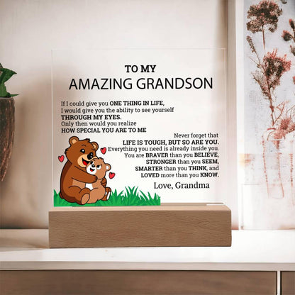 To My Grandson Personalized LED Acrylic Plaque – view 2