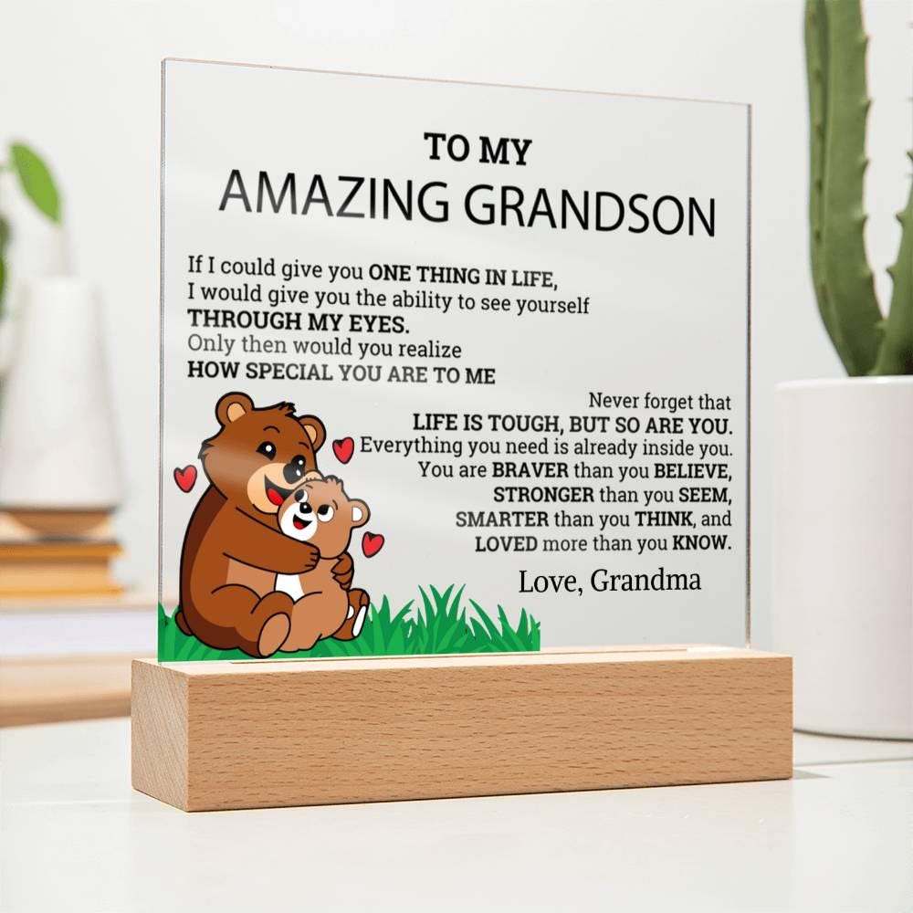 To My Grandson Personalized LED Acrylic Plaque