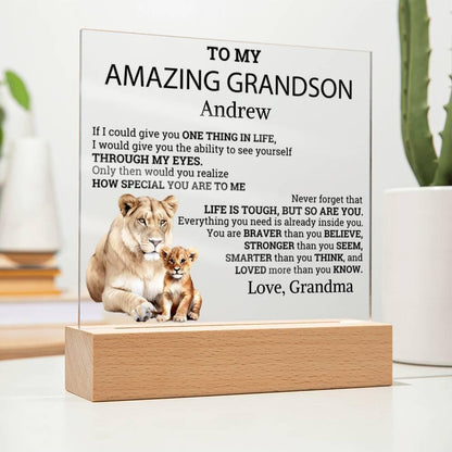 To My Amazing Grandson LED Acrylic Plaque – Grandson Gift from Grandpa
