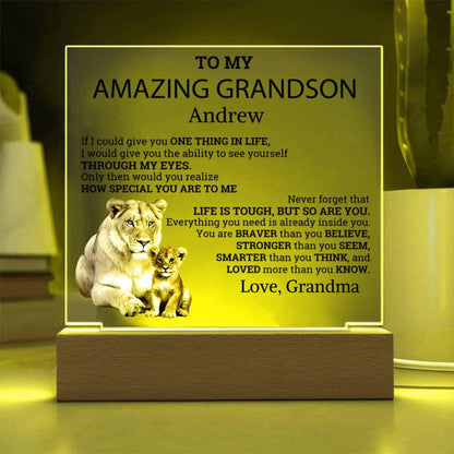 To My Amazing Grandson LED Acrylic Plaque – Grandson Gift from Grandpa – view 6
