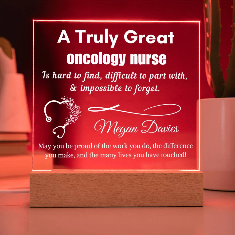 Personalized Oncology Nurse Gift LED Acrylic Sign – Nurse Appreciation – view 4