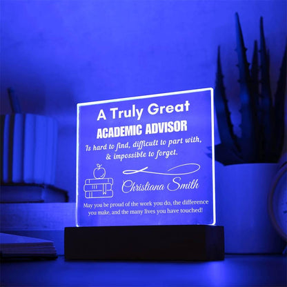 Personalized Academic Advisor Gift Acrylic Sign – College & High – view 3
