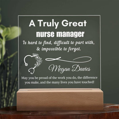 Personalized Nurse Manager Acrylic LED Sign: Appreciation Gift – view 3