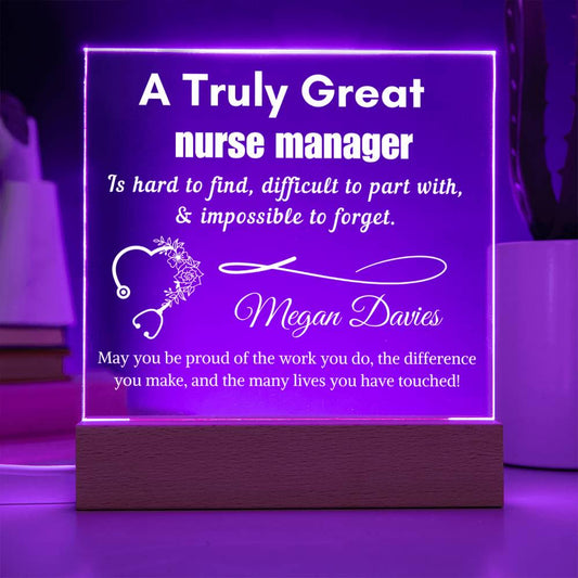 Personalized Nurse Manager Acrylic LED Sign: Appreciation Gift – view 2